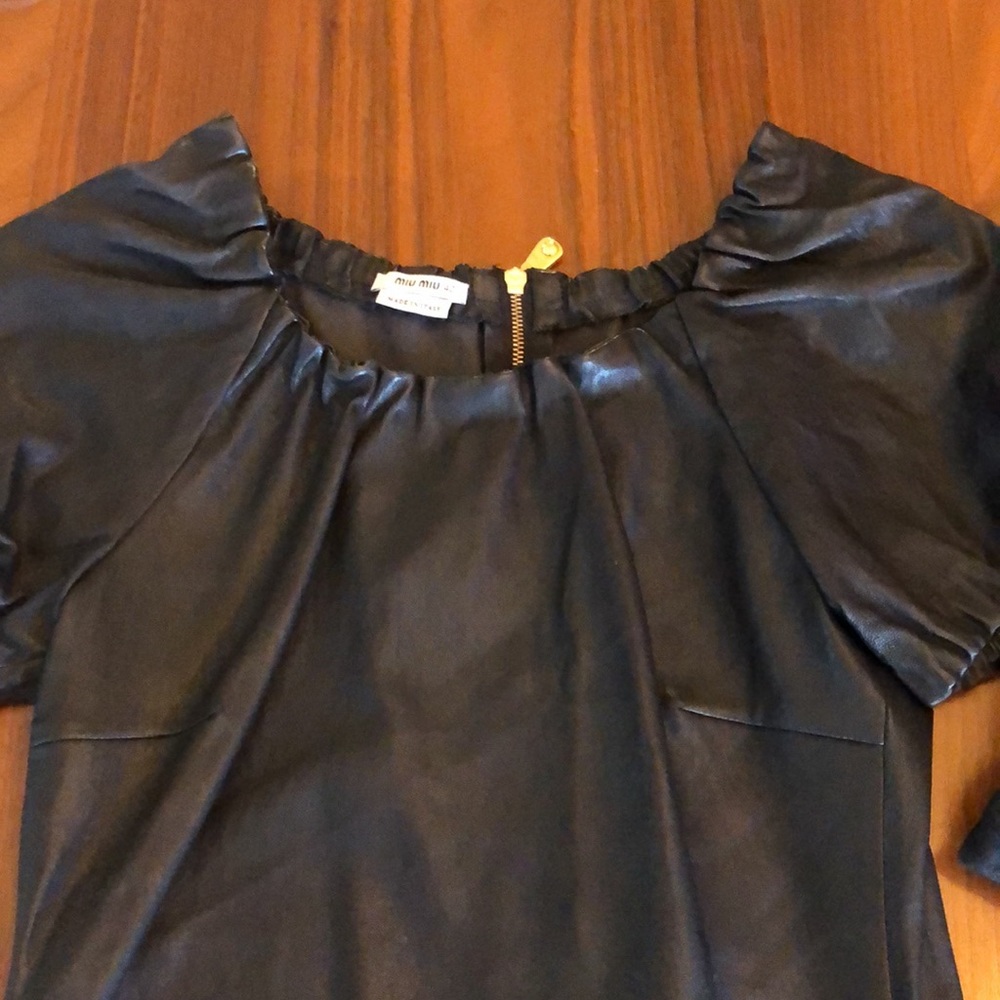 Miu Miu Black Lambskin Zipper Dress